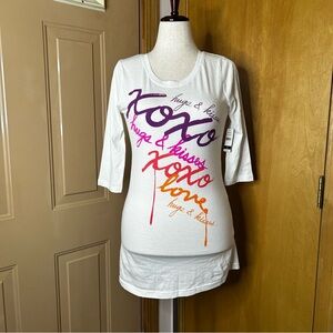 XOXO White Long Sleeve Tee with Vibrant Graphic